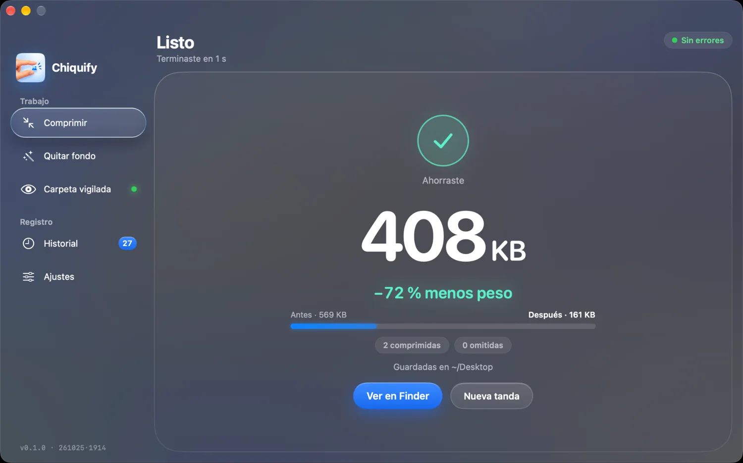 Resultado: 72 % menos peso en 1 segundo